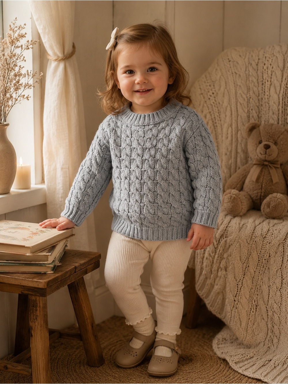 Zara kids Crewneck Cable Knit Sweater sz 2 years cozy unisex winter